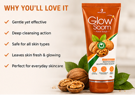 Glow Soom Gentle Exfoliating Face Scrub | Smooth & Radiant Skin | Men & Women | 60 Gm