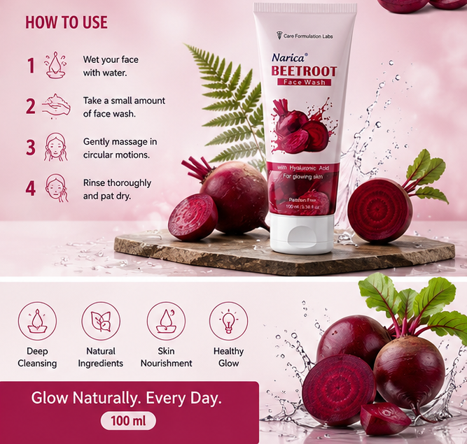 Narica Beetroot Face Wash | For Glowing & Radiant Skin - 100 Ml