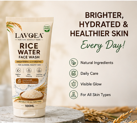 Lavoea Rice Water Face Wash | Brightening, Hydrating & Gentle Cleanser | 100ml