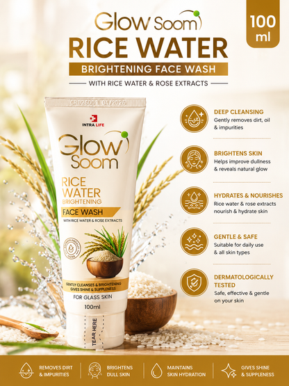 Rice Water Brightening Face Wash with Rice Water & Rose Extracts – 100ml