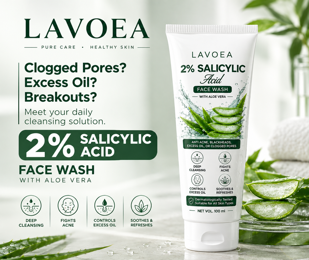 Lavoea 2% Salicylic Acid Gel Face Wash with Salicylic Acid & Aloevera for Active Acne & Oil Control | 100 ml