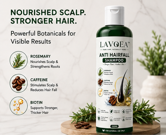 LAVOEA Anti Hairfall Shampoo with Rosemary, Caffeine & Biotin – 200ml