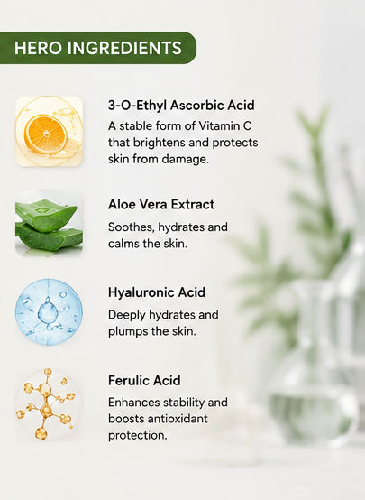 Lavoea Advance Vitamin C Face Serum | 3-O-Ethyl Ascorbic Acid | Brightening & Dark Spot Care | Antioxidant Face Serum | With Aloe Vera | 30ml
