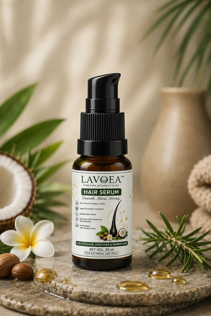 LAVOEA Hair Serum for Women & Men | Anti Frizz & Flyaway Control | Heat & Humidity Protection | Instant Glass Shine | Enriched with 5 Botanical Oils & Keratin | Lightweight Non-Greasy Formula | 30 ml