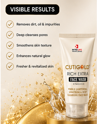 Cuti Gold Rich Extra Face Wash | Deep Cleansing & Skin Smoothing | Fresh & Radiant Skin | 75ml