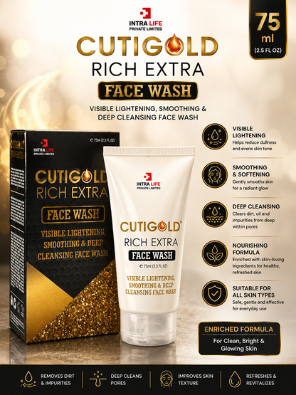 Cuti Gold Rich Extra Face Wash | Deep Cleansing & Skin Smoothing | Fresh & Radiant Skin | 75ml