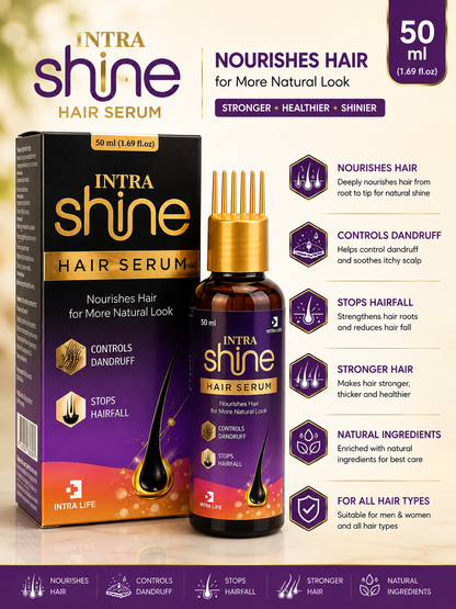 Intra Shine Hair Serum | Scalp Care & Hair Nourishing | Lightweight Non-Sticky | Men & Women | 50ml