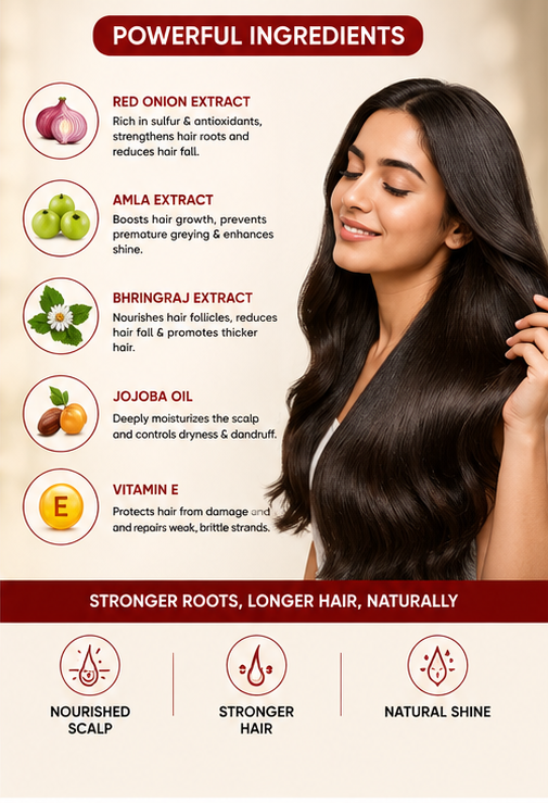 Intra Shine Red Onion Hair Oil with Comb Applicator | Nourishing Scalp Care | Non-Sticky | Men & Women | 100ml