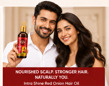Intra Shine Red Onion Hair Oil with Comb Applicator | Nourishing Scalp Care | Non-Sticky | Men & Women | 100ml