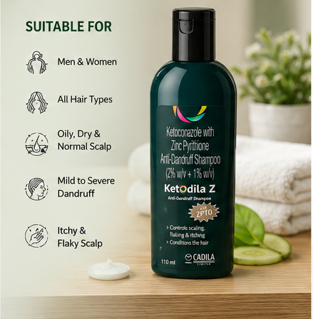 Ketodila Z Anti-Dandruff Shampoo | Ketoconazole & Zinc Pyrithione Formula - 100ml