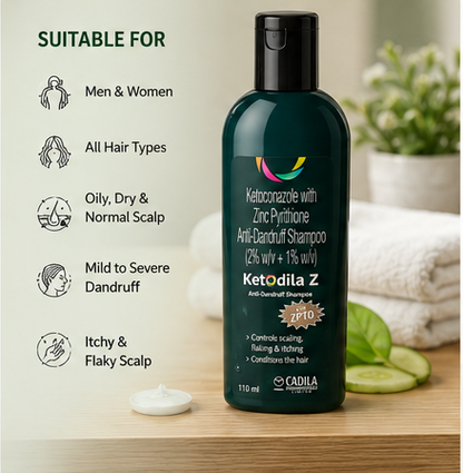 Ketodila Z Anti-Dandruff Shampoo | Ketoconazole & Zinc Pyrithione Formula - 100ml