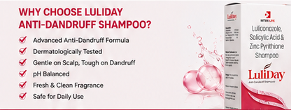 LuliDay Anti-Dandruff Shampoo | Luliconazole, Salicylic Acid & Zinc Pyrithione | Scalp Care | Men & Women | 100ml