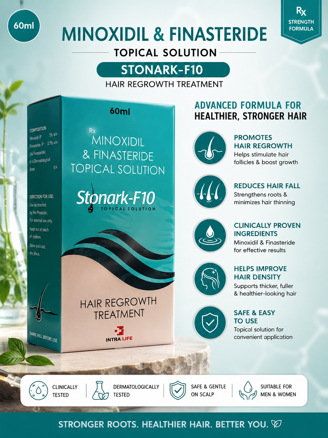 Stonark-F10 Minoxidil 10% & Finasteride Topical Solution - 60 Ml