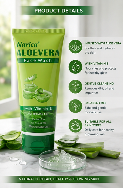Aloevera Face Wash with Vitamin E | Paraben Free | For Glowing Skin | 100ml