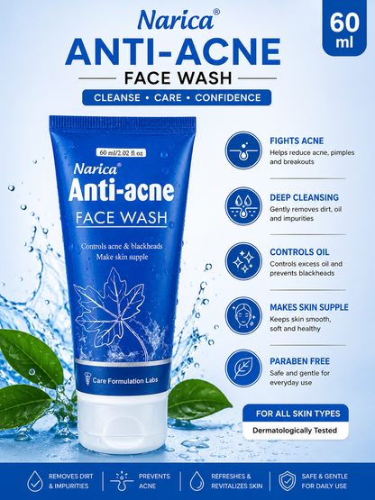 Narica Anti-Acne Face Wash | Controls Acne & Blackheads - 60 Ml