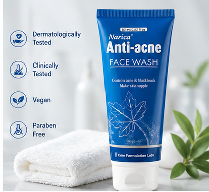 Narica Anti-Acne Face Wash | Controls Acne & Blackheads - 60 Ml