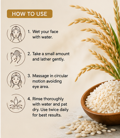 Lavoea Rice Water Face Wash | Brightening, Hydrating & Gentle Cleanser | 100ml