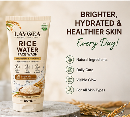 Lavoea Rice Water Face Wash | Brightening, Hydrating & Gentle Cleanser | 100ml