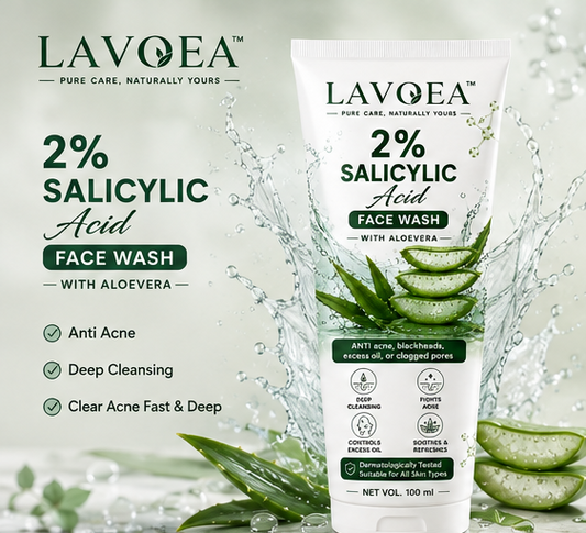 LAVOEA 2% Salicylic Acid Anti Acne Face Wash with Aloe Vera | Deep Cleansing & Oil Control | 100 ml