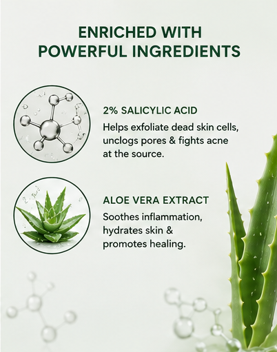 LAVOEA 2% Salicylic Acid Anti Acne Face Wash with Aloe Vera | Deep Cleansing & Oil Control | 100 ml