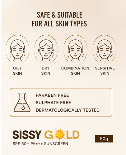 SISSY GOLD SPF 50 PA+++ Sunscreen for Men & Women - 50Gm