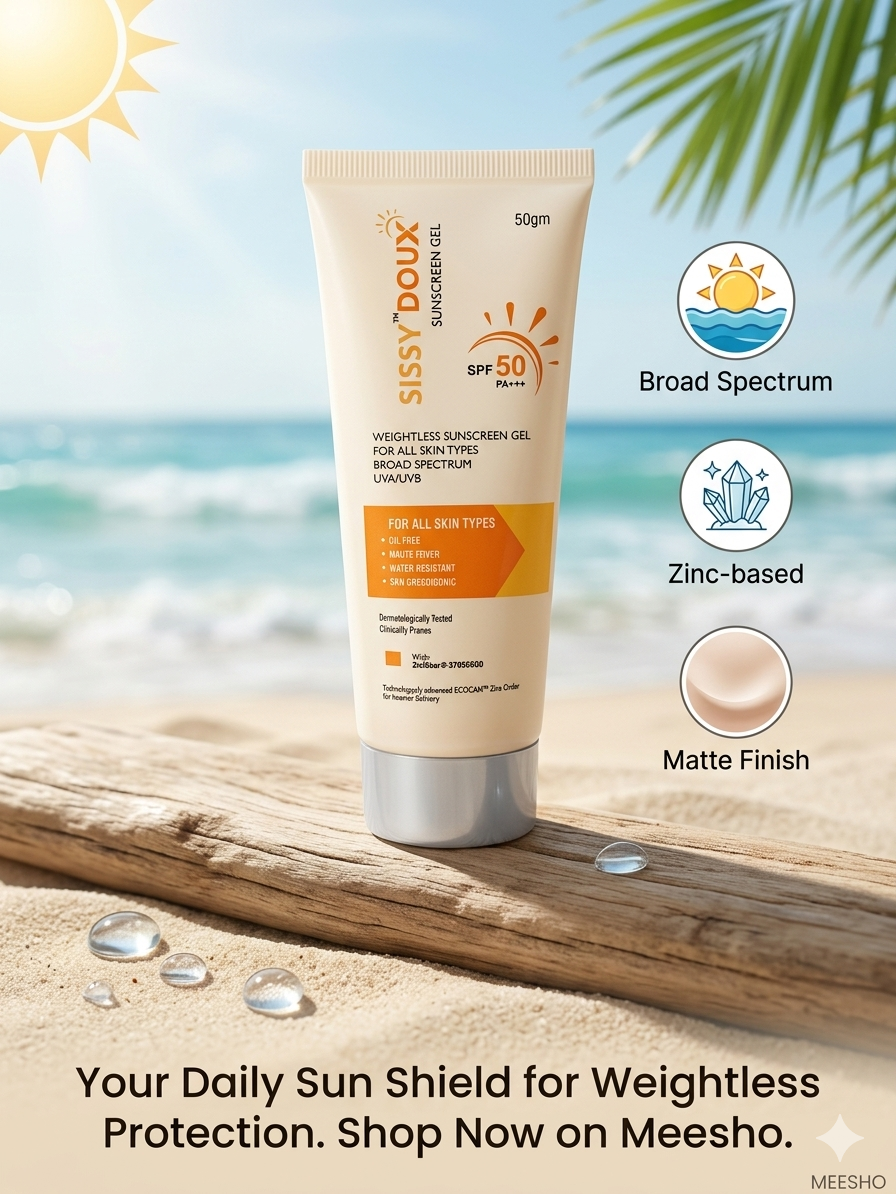 SISSY DOUX SPF 50 PA+++ Sunscreen Gel for Men & Women - 50 Gm