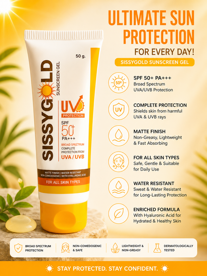 SISSY GOLD SPF 50 PA+++ Sunscreen for Men & Women - 50Gm